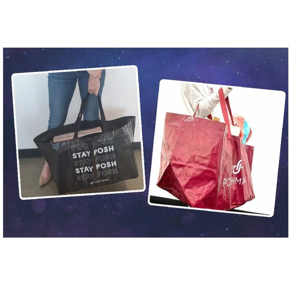 TWO Brand New Poshmark Oversized Double Handle Tote bags - Picture 4 of 14